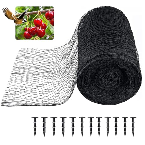 Bird Netting 3/8 Inch Mesh, 20 x 40 FT, HDPE, Rip-Resistant, Black - size: 20' x 40'