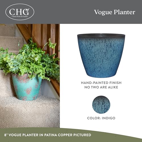 8" Vogue Planter in Indigo Speckle - color: Indigo