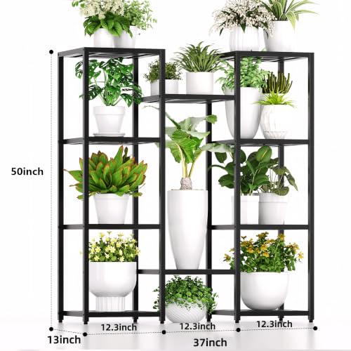 Metal Heavy Duty Plant Stand Indoor Outdoor,10 Tier Tall Plant Stands Holder,Large Wrought Iron Plant Shelves for Multi Pots,Black Tiered Flower Display Riser for Living Room,Patio,Balcony