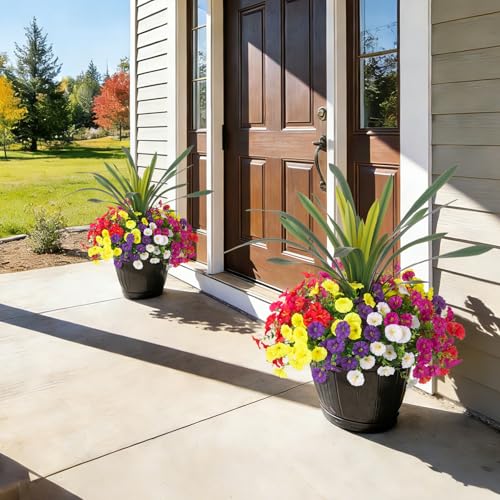 INXUGAO Artificial Flowers for Outdoors Fake Plants UV Resistant Outside - color: Six Mixed(2 Purple, 2 Red, 2 Fuchsia, 2 Hot Pink, 2 White, 2 Yellow)
