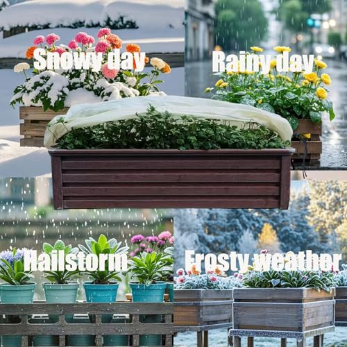 EJW Planter Cover, Plant Covers Freeze Protection,2 Pack 59"*17.7"x15.7" Planter Covers for Winter, Frost Cloths for Outdoor Plants, Raised Bed Covers for Winter. - size: 2PCS-59*17.7*15.7(inch)
