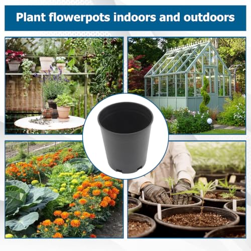Planter Nursery Pots 0.74 Gallon Pots for Plants, Injection Molded Plastic Nursery Pots, Plant Container 0.74 Gal 10-Pack - color: Black, size: Round-7inch-10pcs