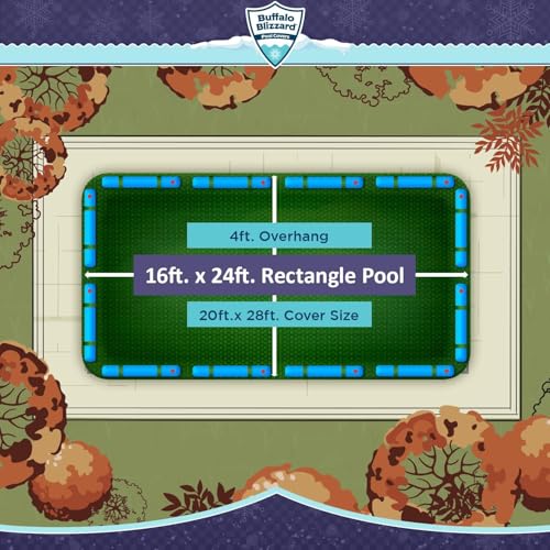 Buffalo Blizzard Leaf Net Cover for 16 ft x 24 ft Rectangular Inground or Above Ground Swimming Pools | Keeps Leaves & Other Debris Off Your Winter Pool Cover - size: 16' x 24' Rectangle