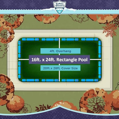 Buffalo Blizzard Leaf Net Cover for 16 ft x 24 ft Rectangular Inground or Above Ground Swimming Pools | Keeps Leaves & Other Debris Off Your Winter Pool Cover - size: 16' x 24' Rectangle