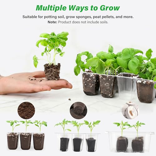 Bonviee 5-Pack Seed Starter Trays, Humidity Dome, Base, 12-Cell Tray, Clear - color: Clear, size: 5 Packs