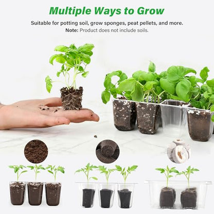 Bonviee 5-Pack Seed Starter Trays, Humidity Dome, Base, 12-Cell Tray, Clear - color: Clear, size: 5 Packs