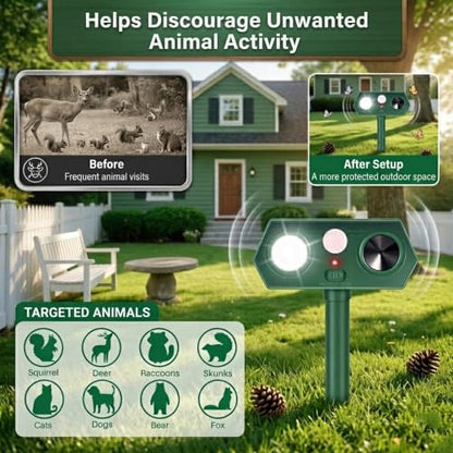 Sonic Fortress Pro Deer Repellent, 4Pack Solar Animal Repeller Outdoor