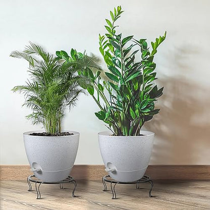 UOUZ 12inch 2Pack Large Self Watering Planters, Plastic Plant Pots with 60oZ Removable Deep Reservoir and Multi Mesh Drainage Holes for Indoor Outdoor Garden Plants and Flowers, White Speckles - color: White Speckles