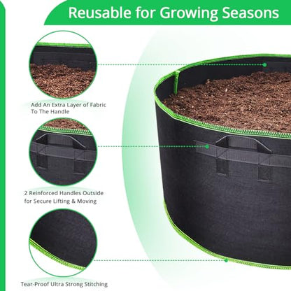 4-Pack 40 Gallon Fabric Flower Pots Garden Felt Grow Bags with Handle (Black) - size: 40 Gallon 4 Pack