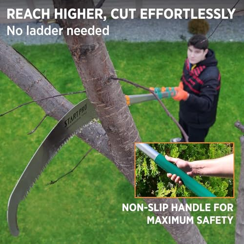 StartPro 23ft Reach Tree Pruning Saw, Telescopic Manual Lightweight Extendable 18ft Pole Saw with Sharp Carbon-Enriched Blade for Pruner for Yard, Garden, Patio & Forestry Use (18ft) - size: 18ft