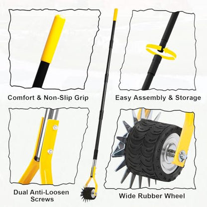 Manual Edger Lawn Tool, 75 Inch Wheel Rotary Edger for Lawn with Extra-Wide Wheel, Grass Edge Trimmer with Adjustable Handle, Ideal Hand Edging Tool for Sidewalk, Driveways and Landscaping