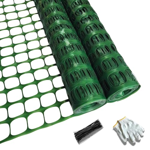 PotatoLife 2-Pack 4'x100' Green Mesh Fence for Garden with Zip Ties, Green - color: Green, size: 2-Pack 4' x 100' (8.73 lb)