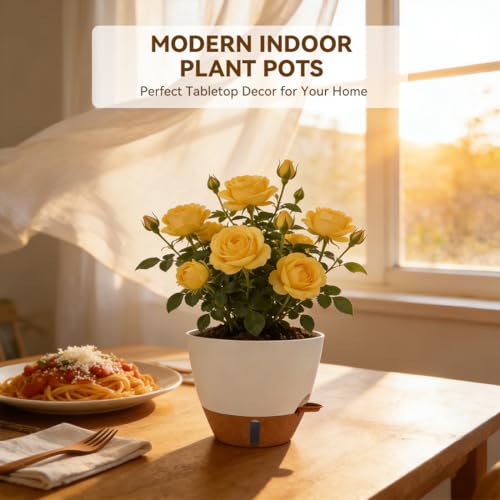 7/6.5/6/5.5/5 Inch Self Watering Pots, Plastic Flower Pots with Multi Mesh Drainage Holes and Deep Reservoir for Indoor Outdoor Garden Plants and Flowers (Green, 5/5.5/6/6.5/7/8) - color: Green, size: 5/5.5/6/6.5/7/8