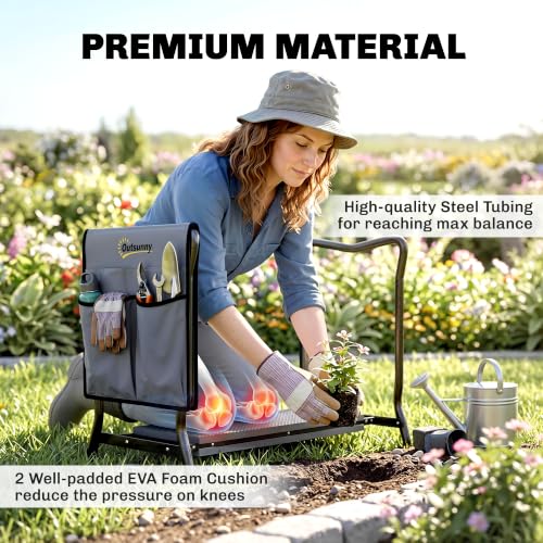 Outsunny Garden Kneeler and Seat with Tool Pouch, Gray - color: Grey