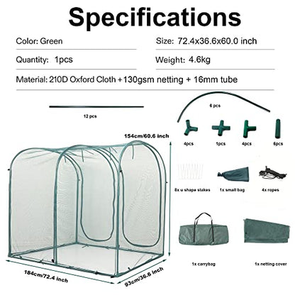 Poray Large Tunnel 73''x37''x61''Plant Netting Cover,5FT Tall Crop Cage Tomato Netting,Pest Guard Cover for Vegetables &Fruits,Durable Gardening Net for Plant and Animal - style: 73*37*61inches Tunnel Net