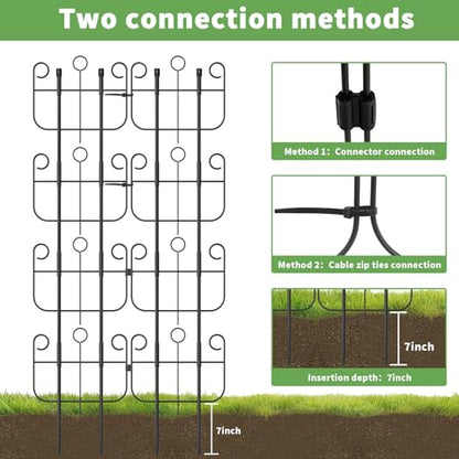 Garden Trellis for Climbing Plants Outdoor, Expandable Heavy-Duty Metal Trellis for Tall Plants, Flowers Vine Ivy, Sturdy Houseplant Pothos Plant Climber Support - size: 8 Pack-16.9in(H)x12.5in(L)