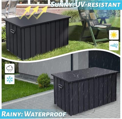 190 Gallon Galvanized Steel Storage Shed, Lockable Rolling Outdoor Box, 49" - color: Dark Gray-B