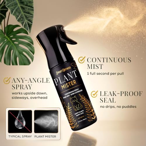 Plant Mister Spray Bottle for Indoor Plants With Plant Care Guide - color: Black with Gold Cat
