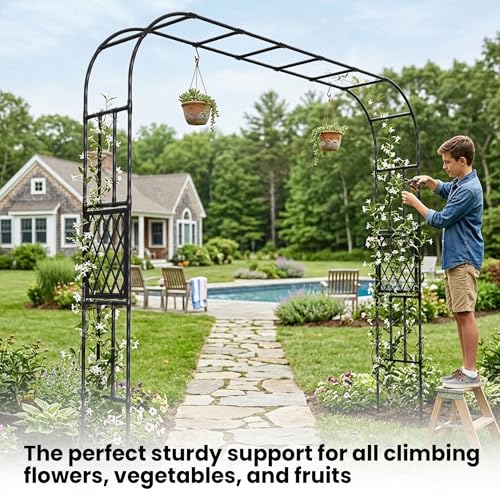 Heavy Duty Garden Arch Trellis,98.4 x98.4 in, with Lattice - size: 98.4 x 98.4 x 15.4 Inch
