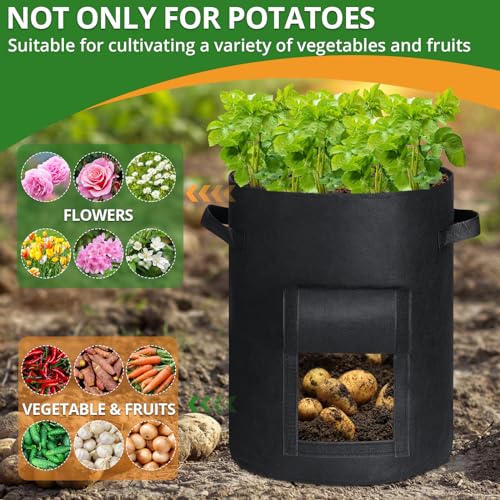 GOTGELIF 6 Pack 8 Gallon Grow Bags Fabric Planting Pots