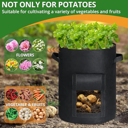 GOTGELIF 6 Pack 8 Gallon Grow Bags Fabric Planting Pots