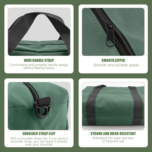 Small Tool Bag, Close Top Wide Mouth Tool Organizer Bag, Large Tool Bags - color: DarkGreen, size: 12 Inch