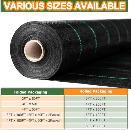 Winisok 3FT x 300FT Weed Barrier Landscape Fabric, 3.2oz Woven Garden Cloth, Heavy Duty Breathable Ground Cover for Landscaping, Gardening and Farming - size: 3FT x 300FT