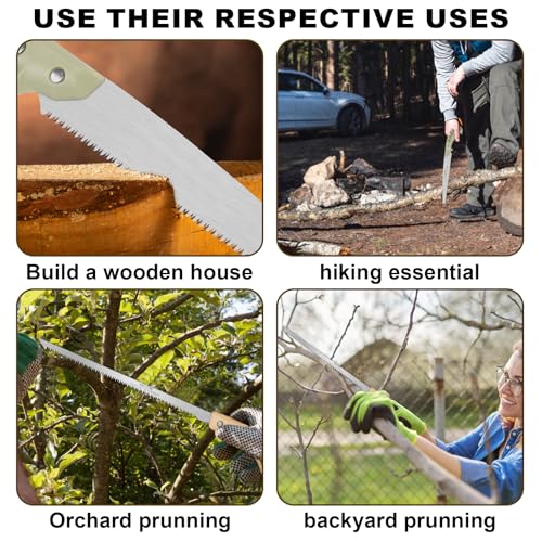 2-Pack Pruning Saw Set - 9.45" Heavy Duty Curved Blade & 9" Compact Hand Saw | SK5 Steel Blades for Tree Trimming, Wood Cutting, Camping & Gardening | Ergonomic Grip, Non-Slip