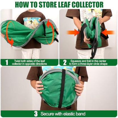 Hysagtek Portable Pop Up Leaf Collector - 80 Gallon Foldable Reusable Yard Garden Leaf Bags with Handles, Self-Standing, Comes with Gloves