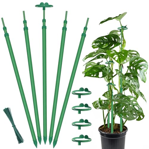 Extendable Monstera Plant Stakes, Support Sticks with Clips 5 Pack - size: 42.3Inches5PCS