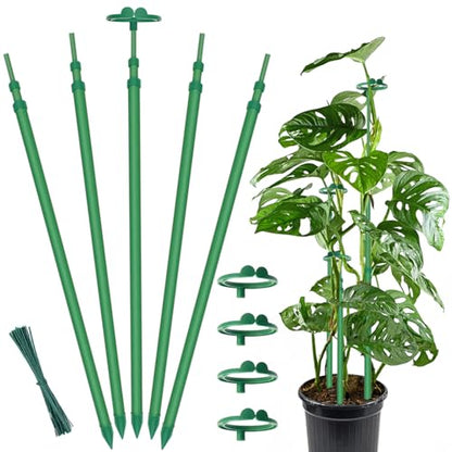 Extendable Monstera Plant Stakes, Support Sticks with Clips 5 Pack - size: 42.3Inches5PCS