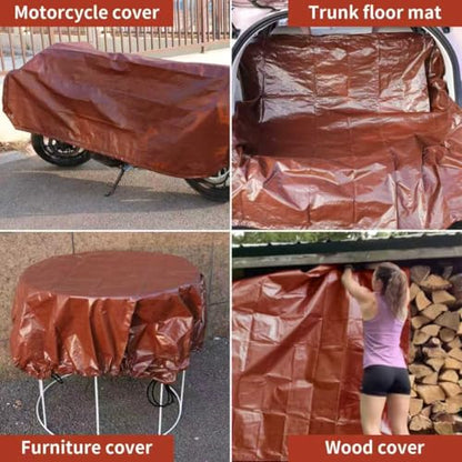 TARPAL 4x4 Feet(2pack) Small tarp with Drawstring Tarp Waterproof Brown - size: 4x4 Feet (2pack)-Finished size