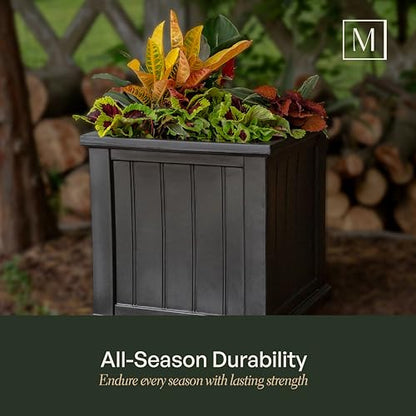 Mayne Cape Cod 20in Self-Watering Square Planter, Black - color: Black, size: 20in