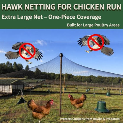25x50ft Bird Netting for Chicken Coop, 1" Mesh Chicken Netting Cover - size: 25x50FT-1"