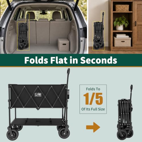 400L Double Decker Folding Wagon Cart, Converts to Single Layer