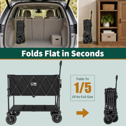 400L Double Decker Folding Wagon Cart, Converts to Single Layer