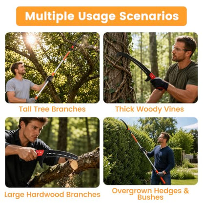 20FT Telescopic Tree Pruner Saw, Detachable Dual-Purpose High Reach Pole Pruner, Pulley Labor-Saving Branch Cutter, Extendable Manual Pole Saw for Garden Orchard Fruit Trees - size: 20FT