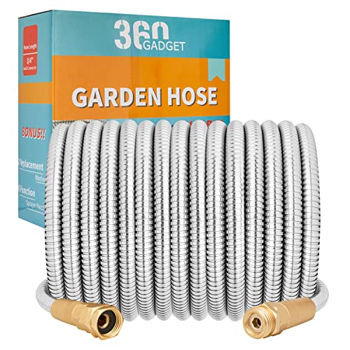 Garden Hose - Flexible Short Water Hose with Metal Fitting, 3 ft Leader Hose, Heavy Duty Hoses Extension for Rv, Outdoor, Small Garden, Yard, 304 Stainless Steel
