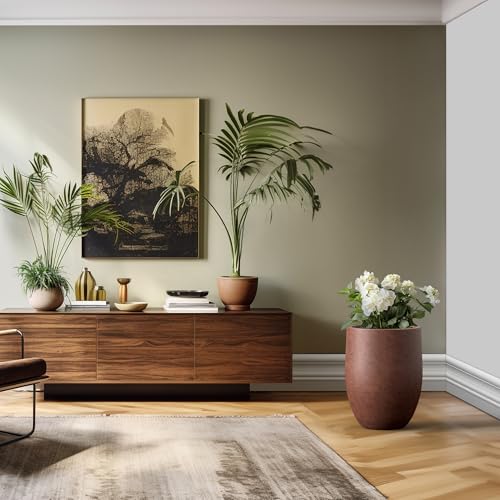 Kante Large Round Bullet Rusty Concrete Planter 21.7" Tall, Outdoor - color: Rusty