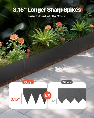 VEVOR Steel Landscape Edging, 6 Packs 40 x 6 in Rust-Resistant Metal Landscape Edging, Bendable Garden Edging Border, Heavy Duty Lawn Edging, Easy-to-Install, Flower Bed Yard Pathway Divider Black - size: 40" L x 6" H,6 Pack, style: Upgraded version