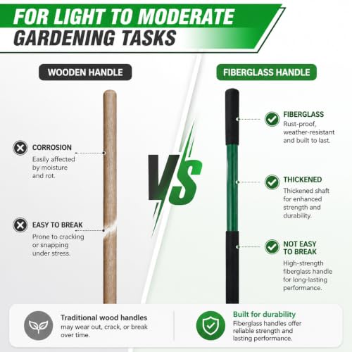 VNIMTI Heavy Duty Gardening Shovel, 56 Inch Round Blade with Fiberglass Handle (Green) - color: Green