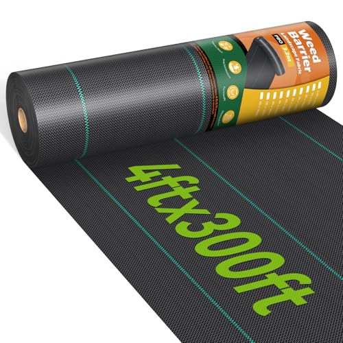 iropro 4ftx300ft Weed Barrier Fabric 3.2oz Landscape Fabric Heavy Duty, Woven Weed Barrier Control Cloth, Landscaping Fabric for Underlayment, Gardening Ground, Driveway Weed Block Cover Mat - size: 4ft x300ft