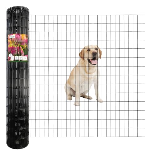 Black PVC Coated Welded Wire Fence 56" x 50' Roll, 2"x4" Mesh, 14 Gauge - color: Black, size: 2''x4'' 14GA 56''x50'