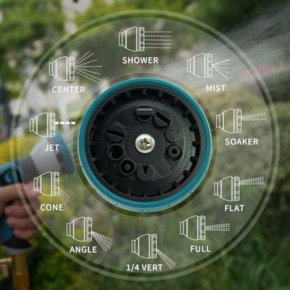 Besiter Hose Nozzle, Garden Hose Nozzle with 10 Spray Patterns, Thumb Control On Off Valve, Adjustable and Heavy Duty for Washing Car, Watering Plants, Washing Pets, and Home Use - color: BlueBlack
