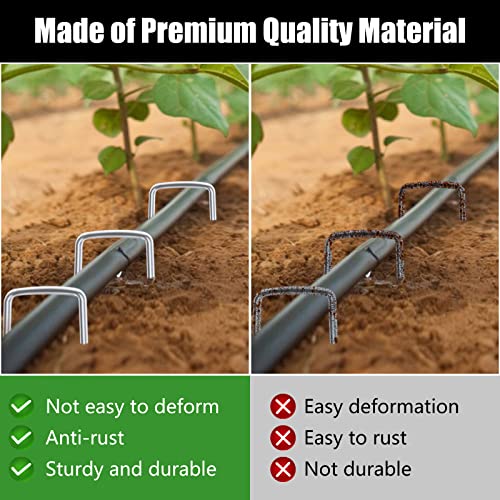 FEED GARDEN 8 Inch 50 Pack Galvanized Landscape Staples 11 Gauge Anti-Rust Garden Stakes Landscaping Fabric SOD Pins Yard Stakes for Weed Barrier Fabric - size: 8 Inch