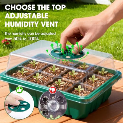 Seed Starter Kit with Humidity Dome, 5 Packs 60-Cell Trays - size: 60-Cell Seed Starter Kit with Humidity Dome 5 Pack