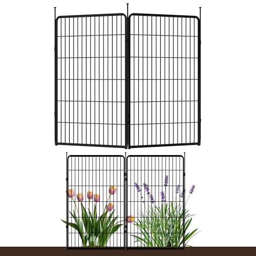 SunsGrove Garden Fence 45 in(H) x 4.5 ft(L) 2 Panels, Heavy Duty Metal Animal Barrier Fence for Dogs, Easy No-Dig Setup, Dog Fence Outdoor for Yard, Black - color: Black, size: 45 in(H) x 4.5 ft(L) 2 Panels no gate