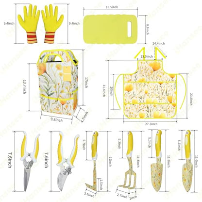 Yellow Garden Tools Set 10 Pieces, Gardening Gifts for Women - color: yellow