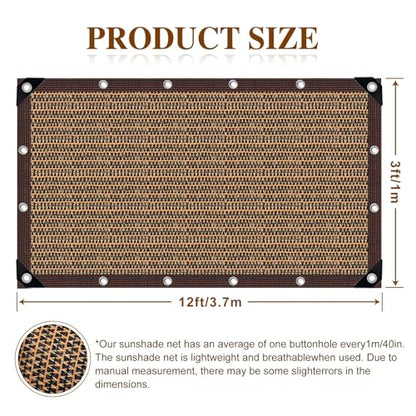 80% Shade Cloth -3x12FT Sunblock Net with Grommet,Lightweight and Durable UV Protection,Shade Cloth for Garden Patio Pergola Balcony Plants Greenhouse Dog Kennel Chicken Coop Outdoor - size: 3×12FT