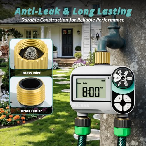 QUOBAS Brass Sprinkler Timer, Programmable Water Hose Timer for Garden Hose - size: Interval Program 2 Zone